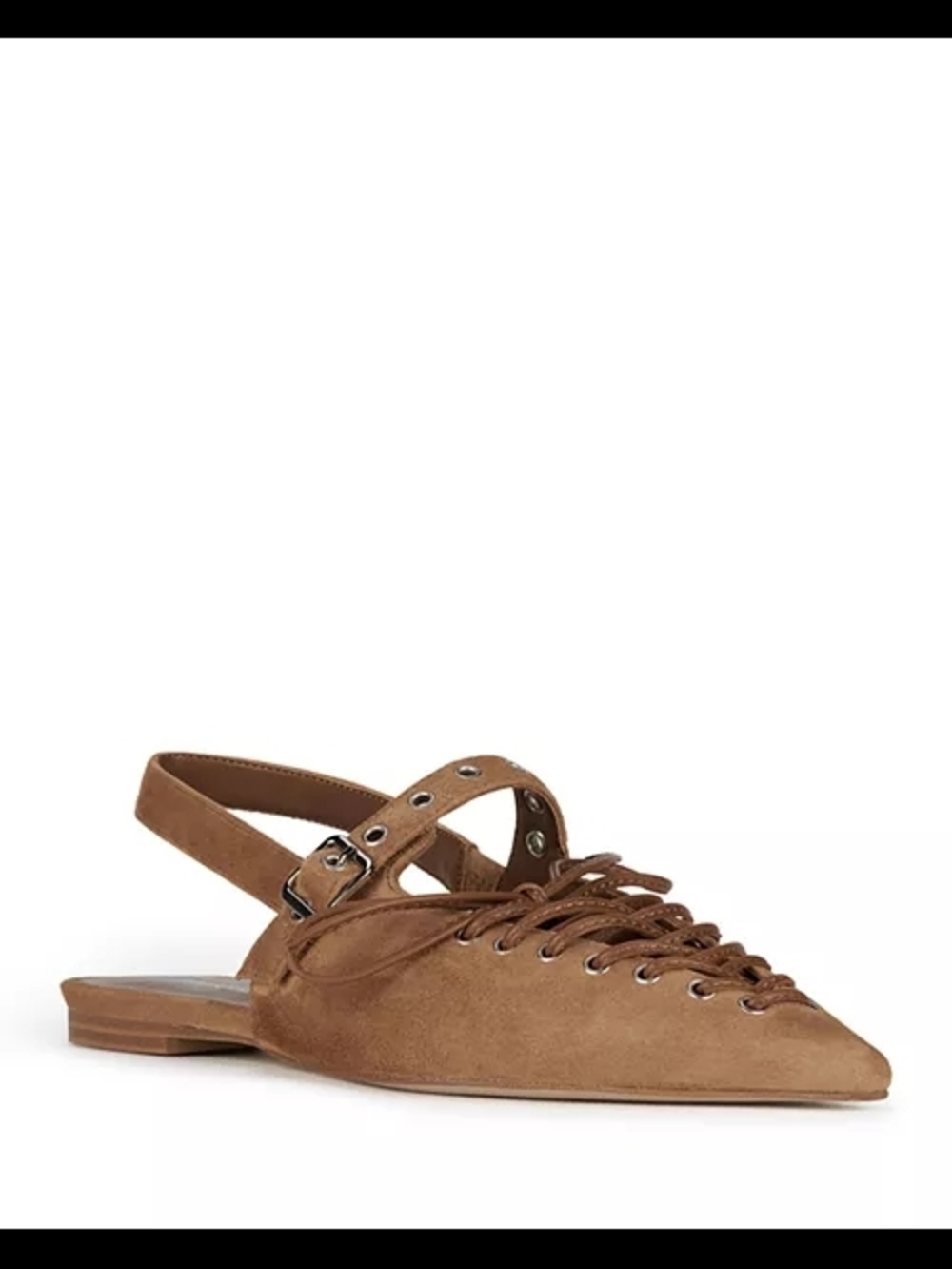 Jeffrey Campbell Women's Suede Geralt Tie Slingback Flats. Size 11. Color Brown - Picture 2 of 11